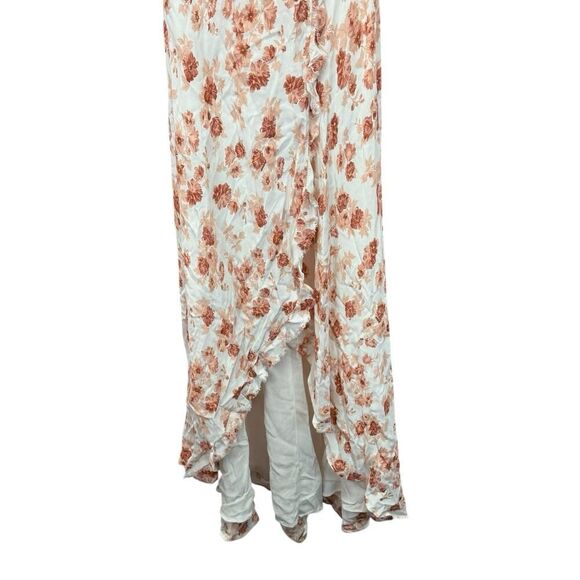 Reformation Lottie Floral Wrap Maxi Dress Pink Red M Ruffle Sleeve High Low Hem - Picture 11 of 15